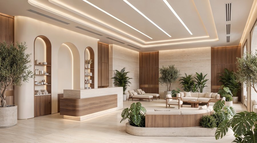 The reception of the medical wellness centre and spa